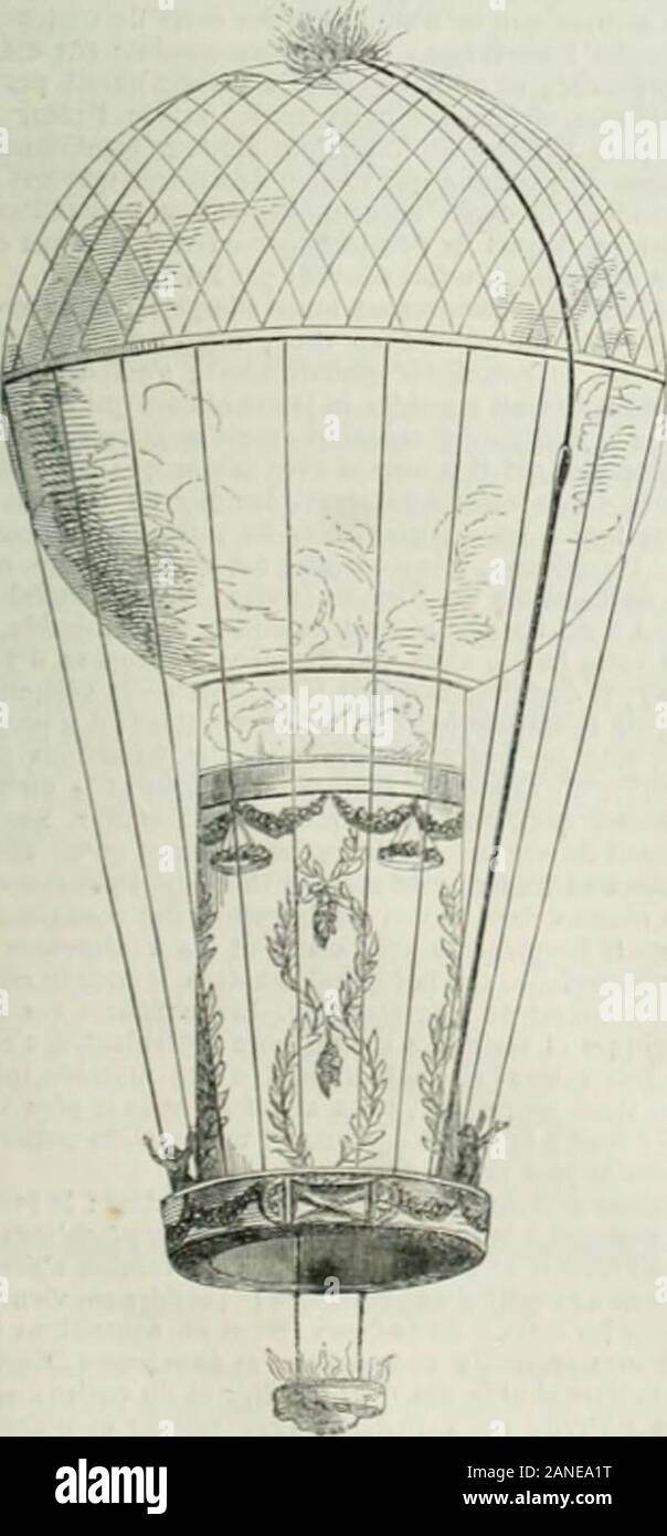 L'illustration : journal universel . Première Montgolfière portant MH. N'Pilaire Rozier et le marquis, dAndréoni dArlandes et Robert, de Blanchard, de Guyton-Morveau, dAlban et Vallet, de Teslu, etc., ainsi que les premiersvoyages de nuit et à cheval. Puis il aprèslautre lun exposer les divers essais de direction tentés jusquà nosjours. Au récit du passage ne la Manche par Blanchardsuccède la relation de la mort de Pilàtre de Rozier et de. Banque D'Images