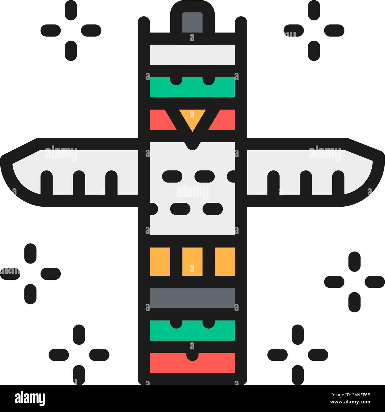 Animal traditionnel totem, totem indien télévision couleur ligne icône. Illustration de Vecteur