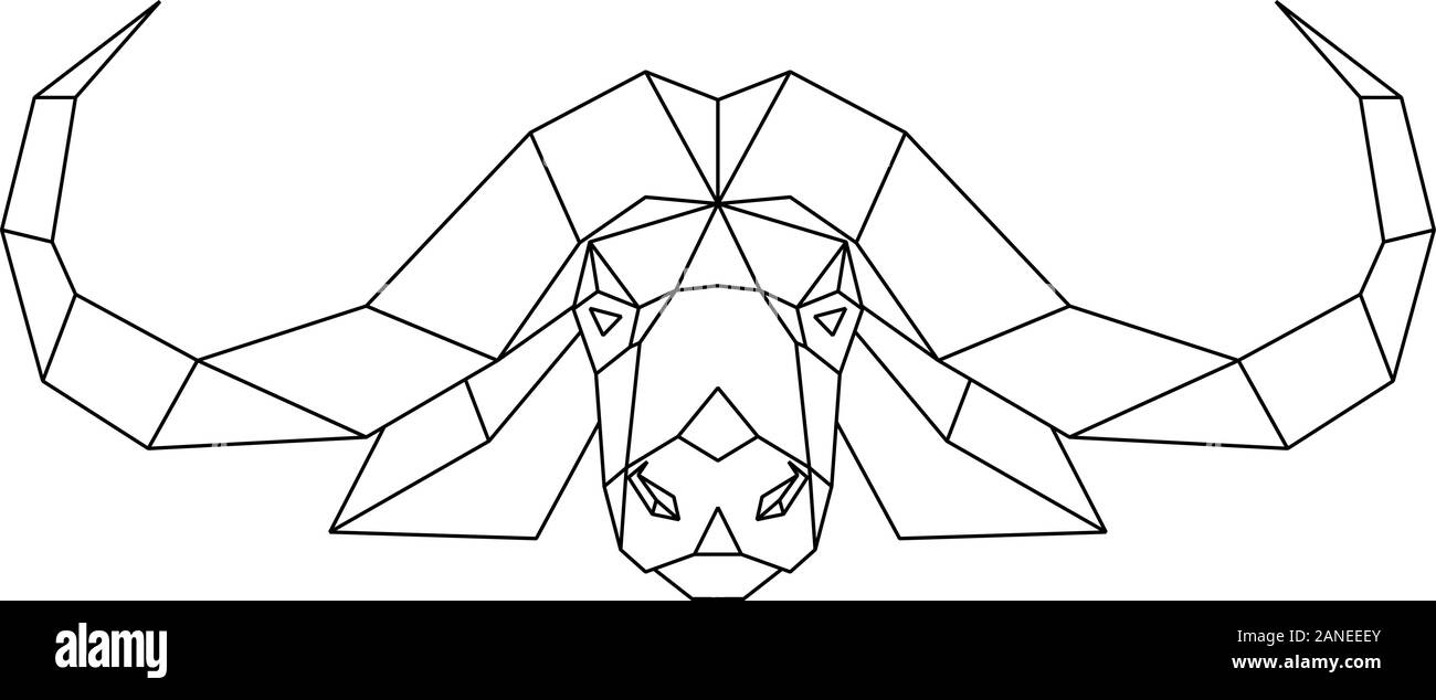Résumé de la tête polygonale bull, buffle africain. Illustration vecteur géométrique. Illustration de Vecteur