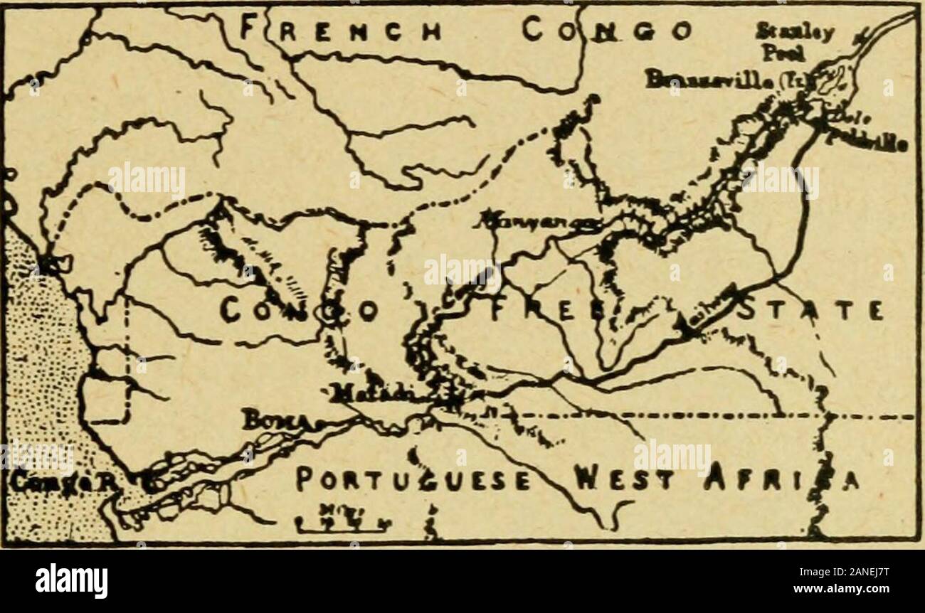 La géographie internationale . produceof l'état de la côte ouest. Ces exportations sont l'ivoire, le caoutchouc, palmier à huile,orchilla, plusieurs types de gomme, de poivre et de café. Des bateaux à vapeur sur le Bas Congo portent sur le commerce direct avec Anvers et Liverpool. Histoire et gouvernement.-Tous les efforts visant à explorer le Congo de la mer ou de découvrir d'où son vaste volume d'eau a été dérivé effet werewithout, et l'existence de la grande cours intérieures de la rivière jusqu'wasunknown, en 1876, monsieur. H. M. Stanley a frappé ses eaux dans la rivière EastAfrica et suivie à l'océan Atlantique. À l'initiative de Banque D'Images