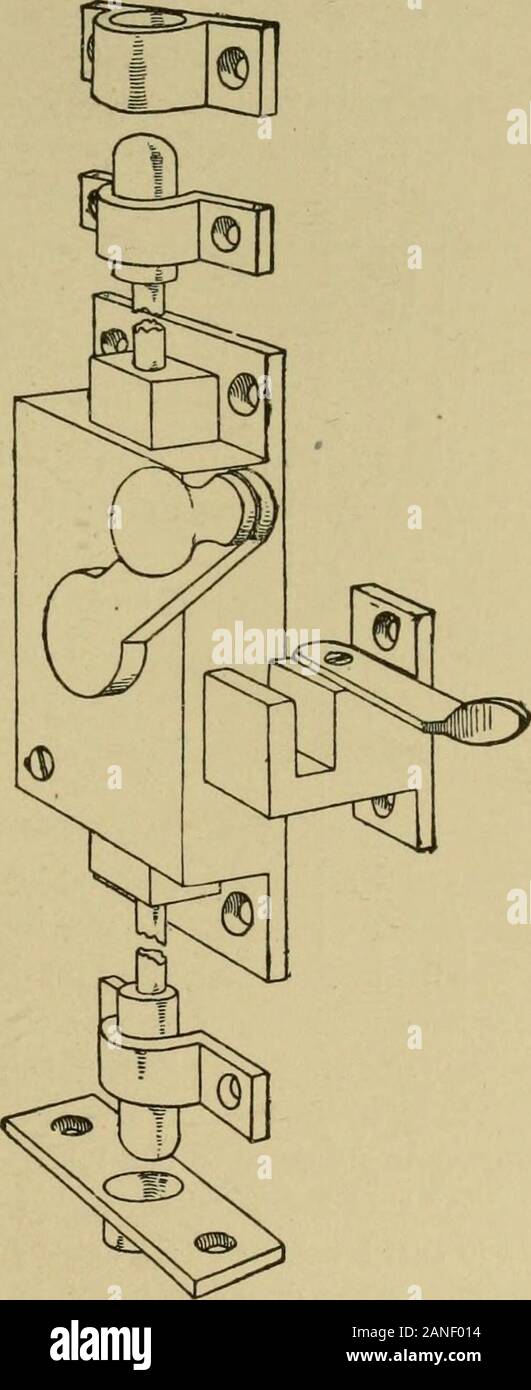 Builder's ; un manuel pour les architectes, les constructeurs et fournisseurs de la chambre .  %^E. Fig. 49. Fenêtre française vis-à mortaise. J. B. Shannon & Sons. Fig. 50. Fenêtre française vis-.Hopkins & Dickinson Co. tirer vers le haut et vers le bas, mais en plus les boulons sont faits pour turnso qu'à accrocher sur un poteau ou peg en haut et en bas. Ils 42 Chapitre IV. Banque D'Images