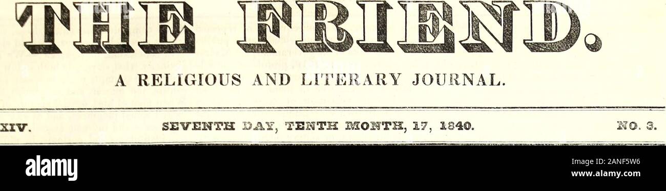 L'Ami : un journal littéraire et religieux . Bolton, Mass., en 8 thmonth, Jonathan Wheeler, fils de Lévi W.,à Melissa Wheeler, fille de Daniel Wheeler, allof Bolton Réunion mensuelle. chez des amis, dans la 1ère de 10e mois, Smithfield, Rhode Island, Amos Peaslee Kim-mens, de Bolton, Massachusetts, à Nancy, Durfee de Cumber-land, Rhode Island. Mort, en 8e mois dernier, à son domicile à Bolton, Mass., Silas Coolidge, jr., âgé de 40 ans, un membre ofBolton réunion mensuelle, laissant une femme et un nume-rous famille d'enfants à pleurer sa prime de départ. à la fin de la résidence près du Mont P Banque D'Images