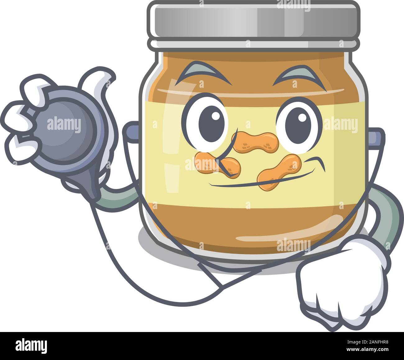Smart et cool le beurre d'arachide dans un personnage de médecin avec des outils Illustration de Vecteur