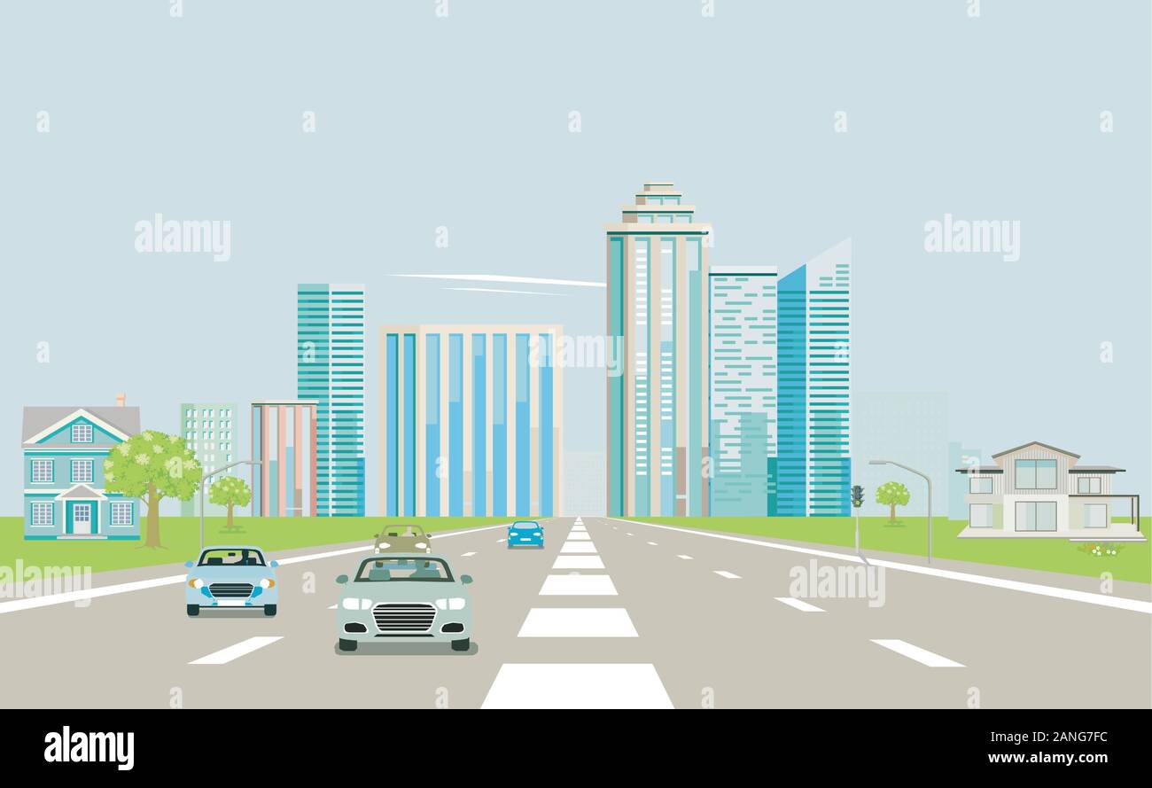 Voies rapides dans une grande ville Illustration de Vecteur