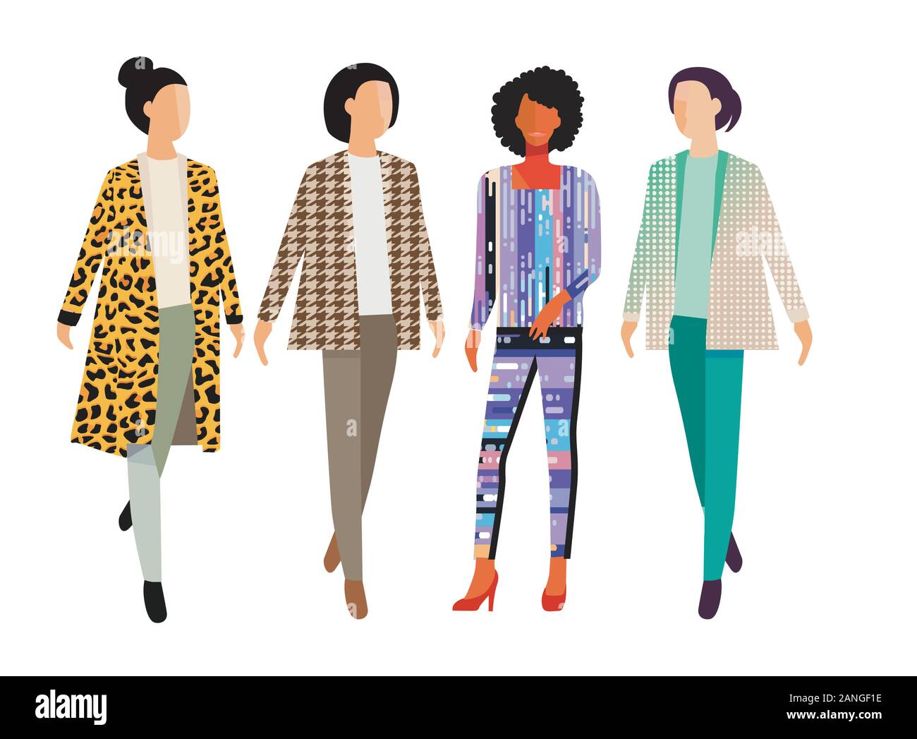 Quatre femmes à la mode illustration Illustration de Vecteur