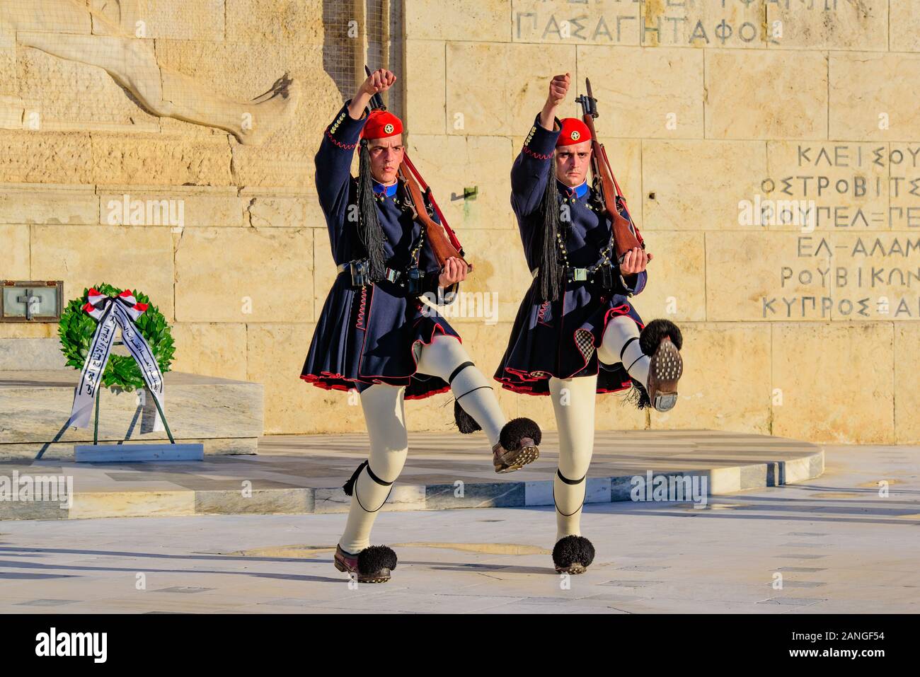 Relève de la Garde cérémonie à la place Syntagma à Athènes, Grèce Banque D'Images