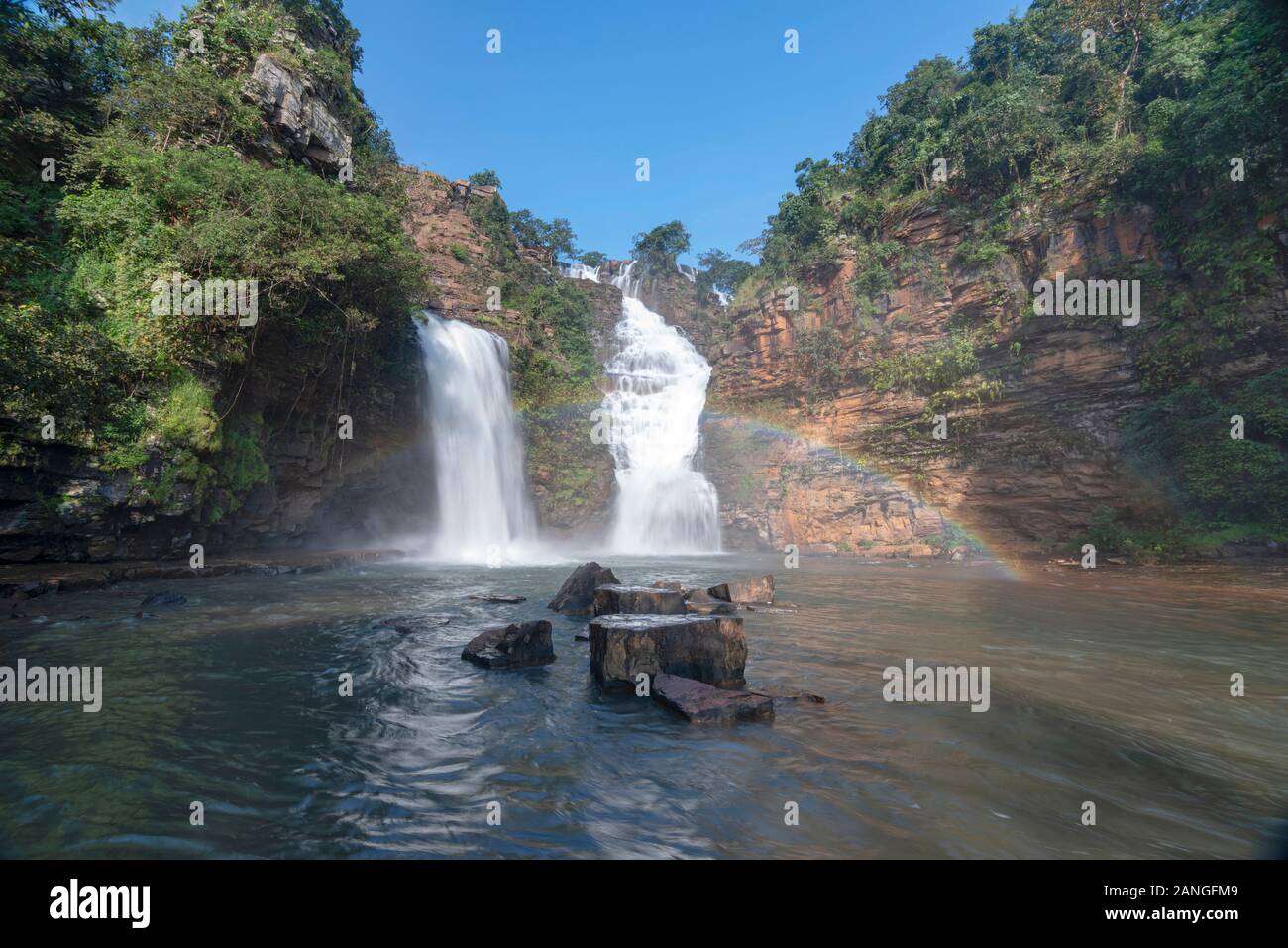 Tirathgarh Teerathgarh ou cascade Falls, dans le district de Bastar Kanger Ghati, Chattisgarh, Inde Banque D'Images