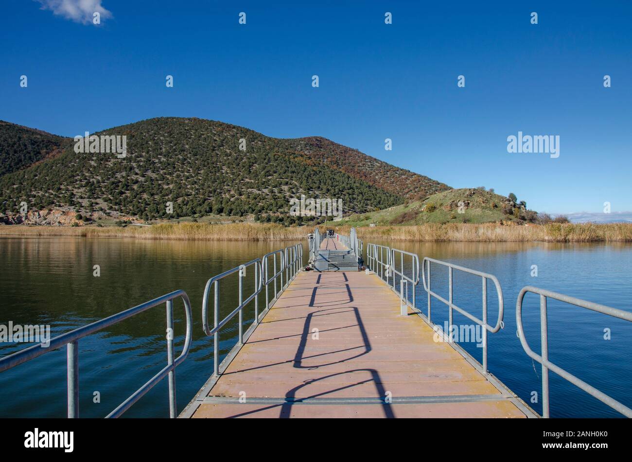 Mylos, Grèce - Petit lac Prespa - Agios Achilios, Florina Banque D'Images