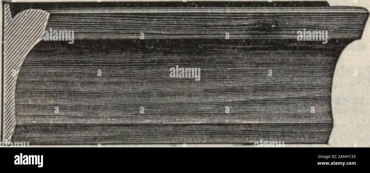 Mur de papier pour chaque foyer, 1916 . Faite de bois tendre la main polishedin tachés et finition en acajou foncé. L'Acajou est verypopular maintenant, et nous recommandons cette asone moulage des meilleurs du genre. Voyage wt." Chaque12 pieds de longueur, environ 1 livre. N° 53C 1 222 1  % pouces de large.prix par pied, 2ac no 53EC223 2 pouces de large.prix par pied, 3 /2C Qualité Extra Chêne Imitation moulure. Banque D'Images