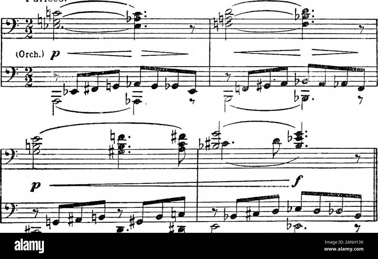 L'harmonie moderne, son explication et l'application . Il était naturel que les nouveaux accords devraient être en ressort avec le nouveau système. Accords de l'aug- Accords. naented les triades, de la septième majeure, et beaucoup de nouvelles formes construit principalement de secondes, souvent considérés à tort comme des ensemble de tons les accords, les printemps. Ex.93. SCHONBERG, SextettVerklarte Nacht. m ^^ ^m i -i-ih j Ex.94. Furioso. Parsifar,WAGNER,Acte II.. r "p r l'harmonie moderne Ex.95.contour harmonique. WAGNER, Siegfried : Jif r^ ? J'^^y r Banque D'Images
