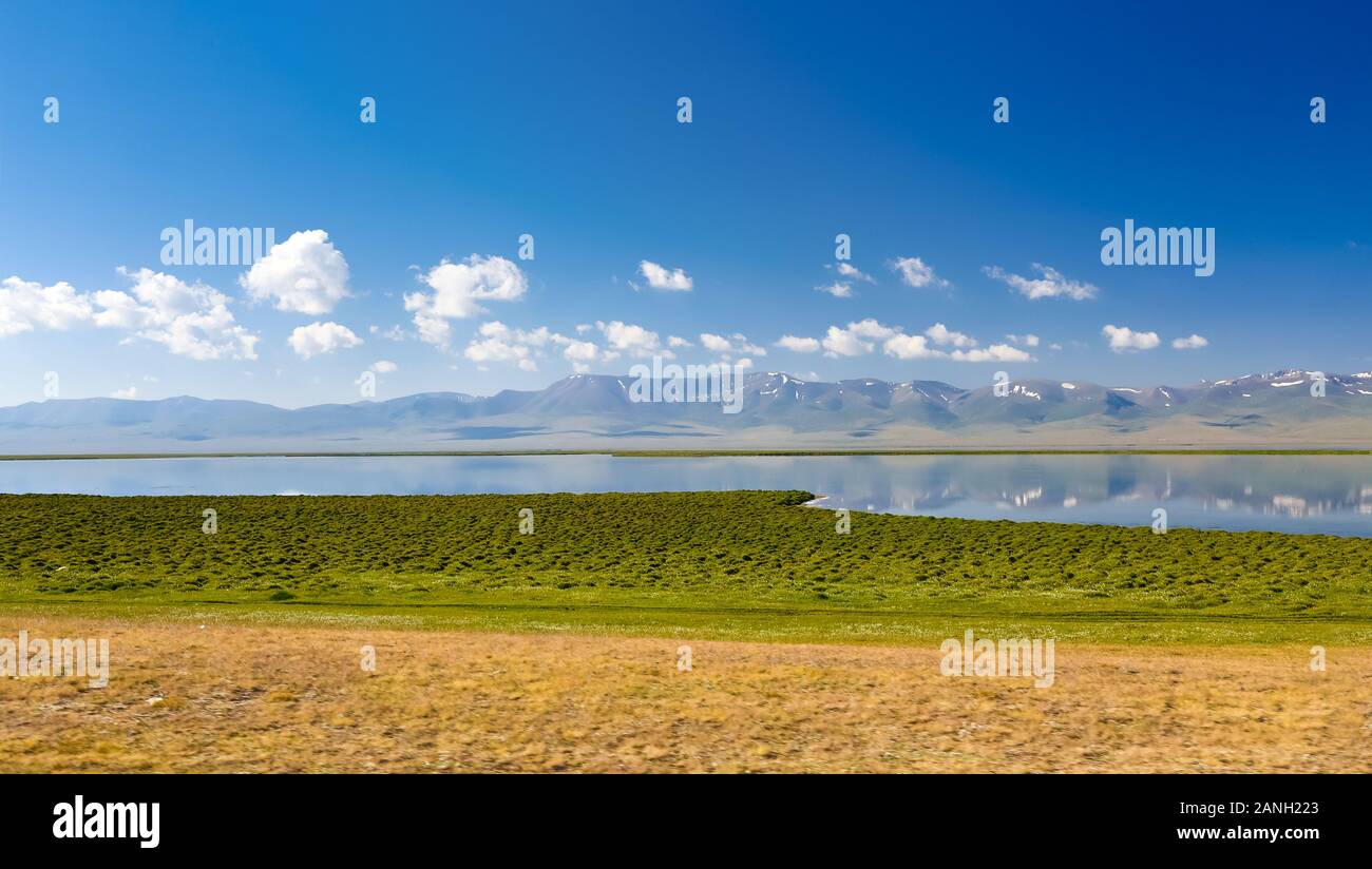 De la région du lac Song Kol au Kirghizistan. Banque D'Images