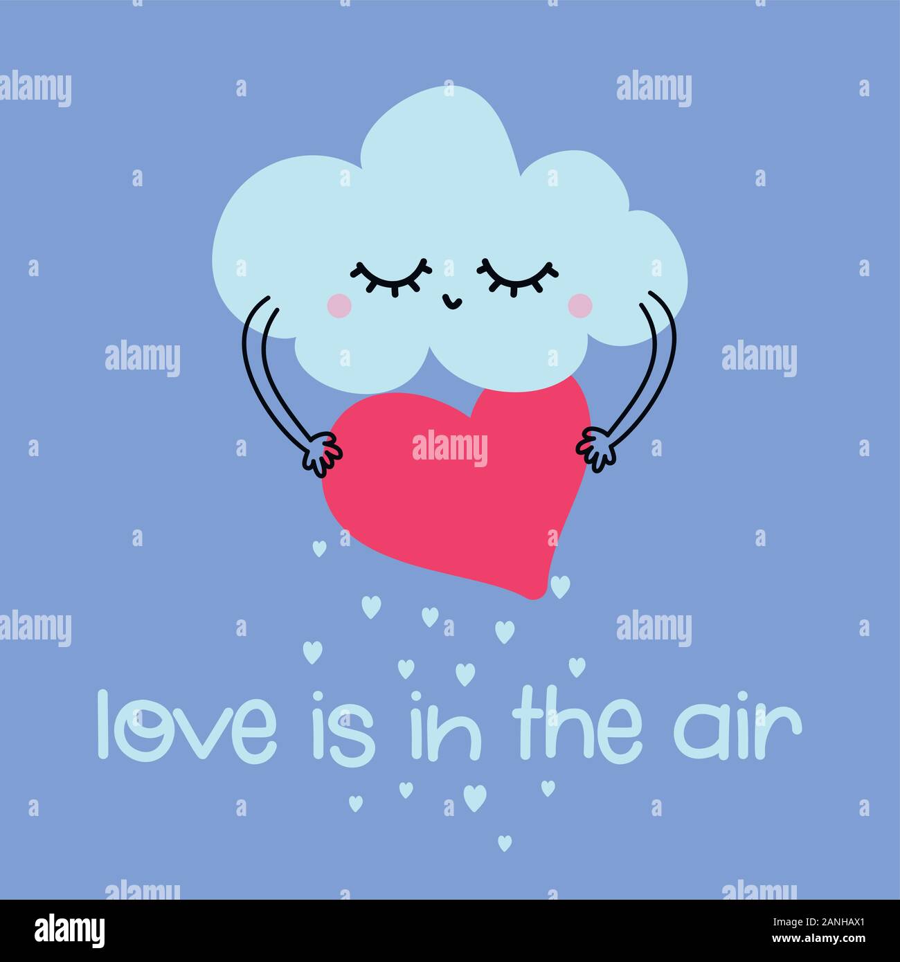 L'amour est dans l'air mignon decorationwith - nuage de pluie coeurs, bon pour les affiches pour Valentine Day Nursery chambre, cartes de souhaits, pour les enfants et les vêtements de bébé. Est Illustration de Vecteur