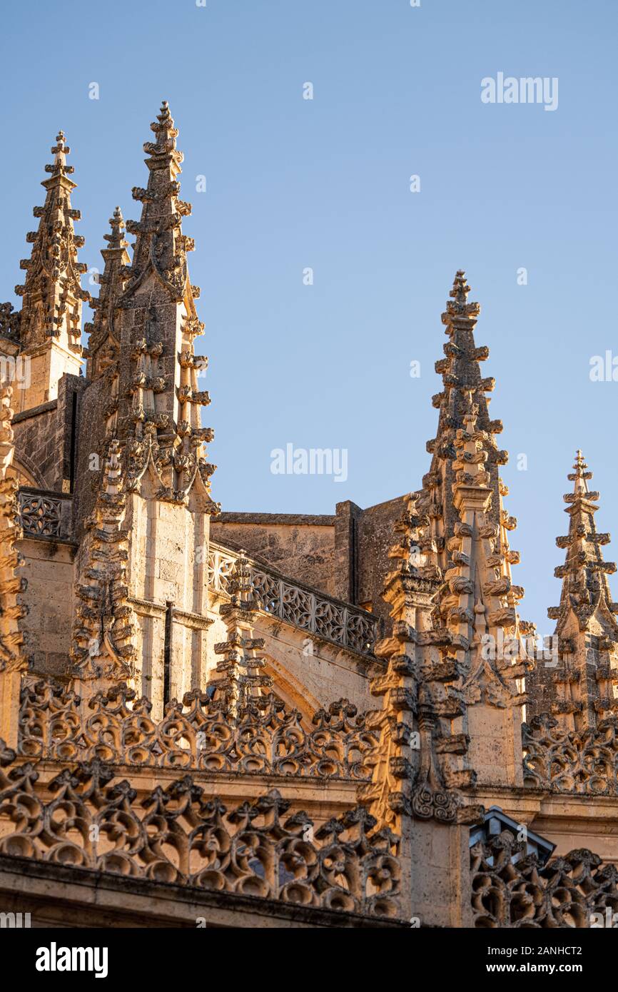 Le toit de la cathédrale de Segovia, Ségovie, Espagne Banque D'Images