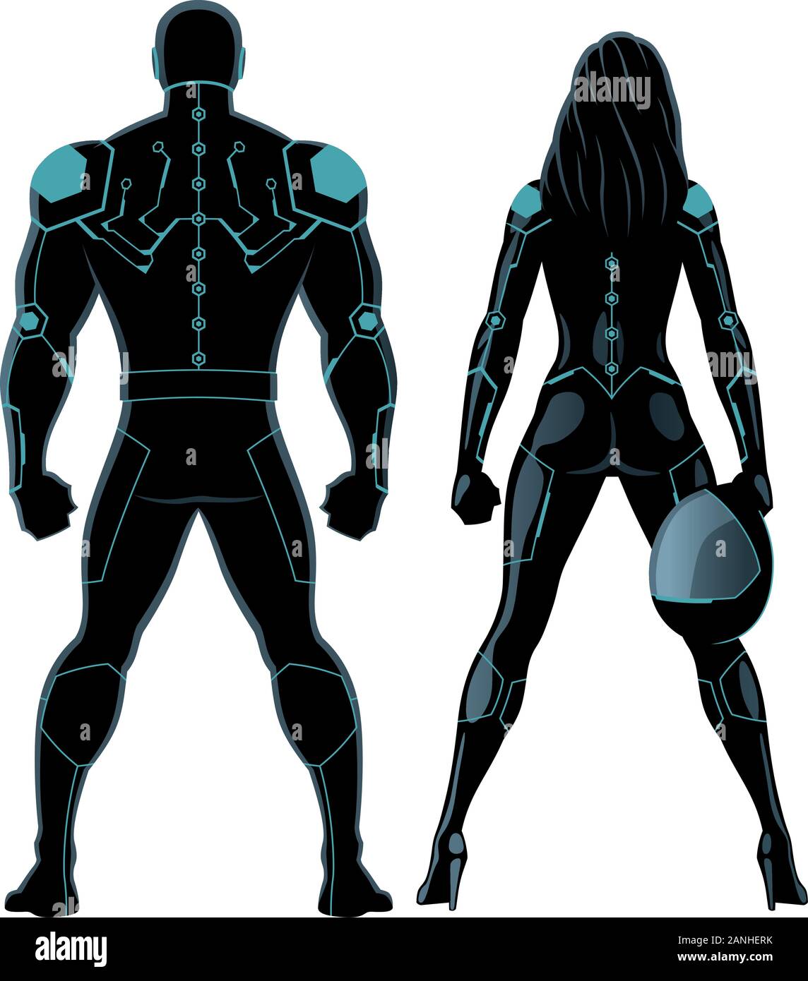 Couple de super-héros futuriste on White Illustration de Vecteur