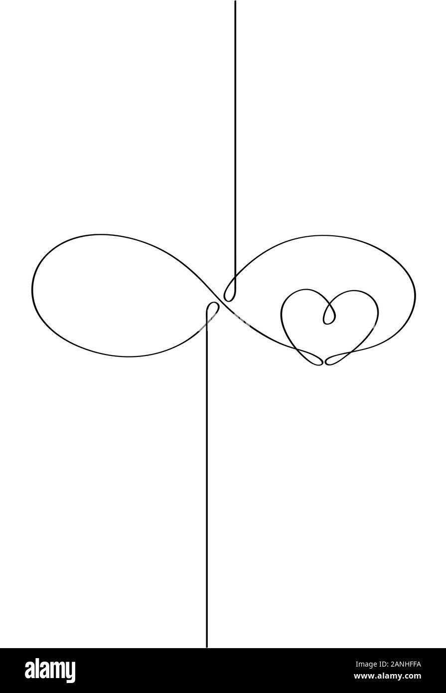Le signe de l'amour infini est dessiné par une ligne continue. Illustration vectorielle stock isolé. Peut être utilisée comme couverture pour votre carte postale. Format vertical Illustration de Vecteur