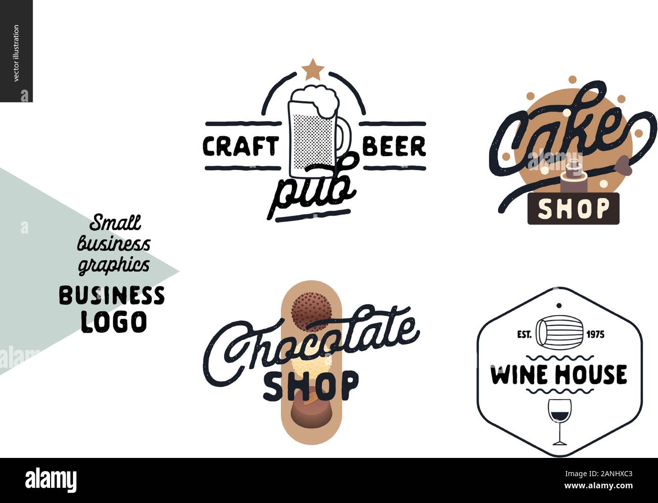 Logo Small Business Graphics Cafe Et Restaurants Television Moderne Concept Vecteur Logotypes Illustrations De Craft Beer Pub Patisserie Chocolat Sh Image Vectorielle Stock Alamy