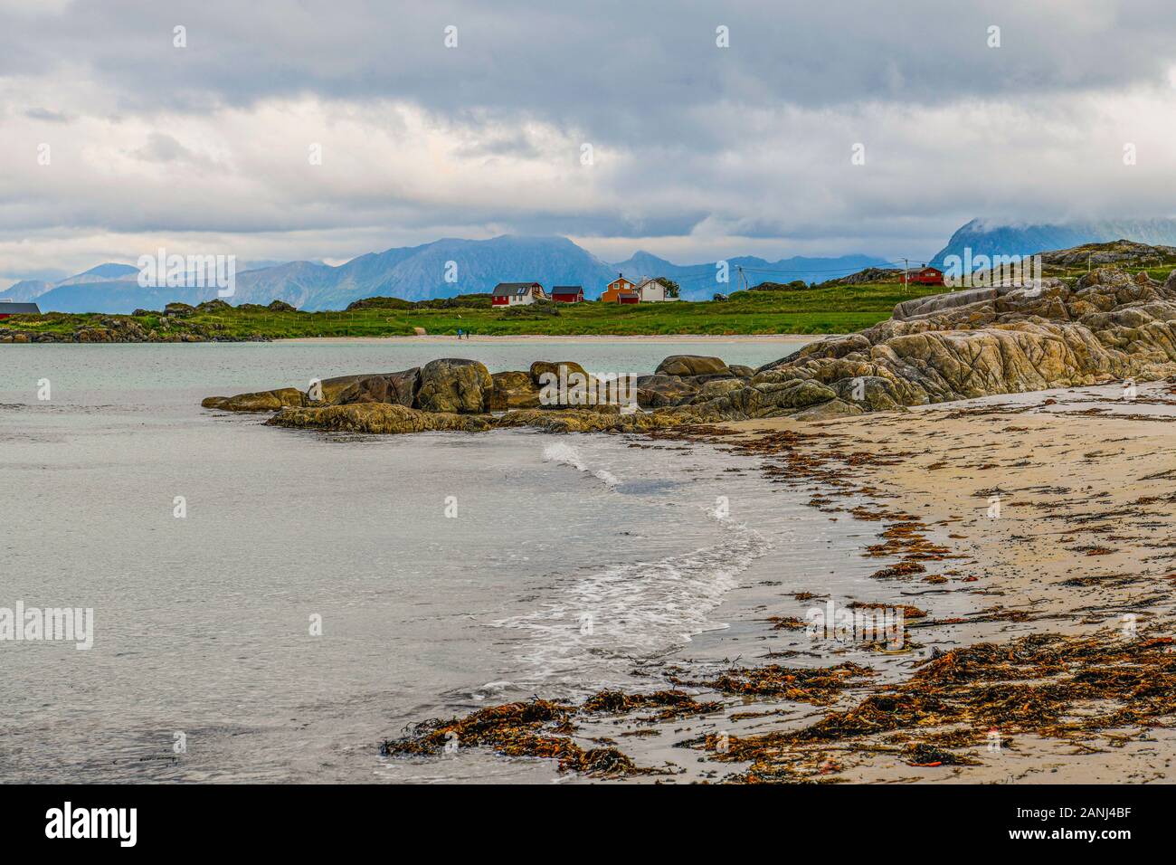 La Norvège. Norvegia. Iles Lofoten. Plage Hov Banque D'Images