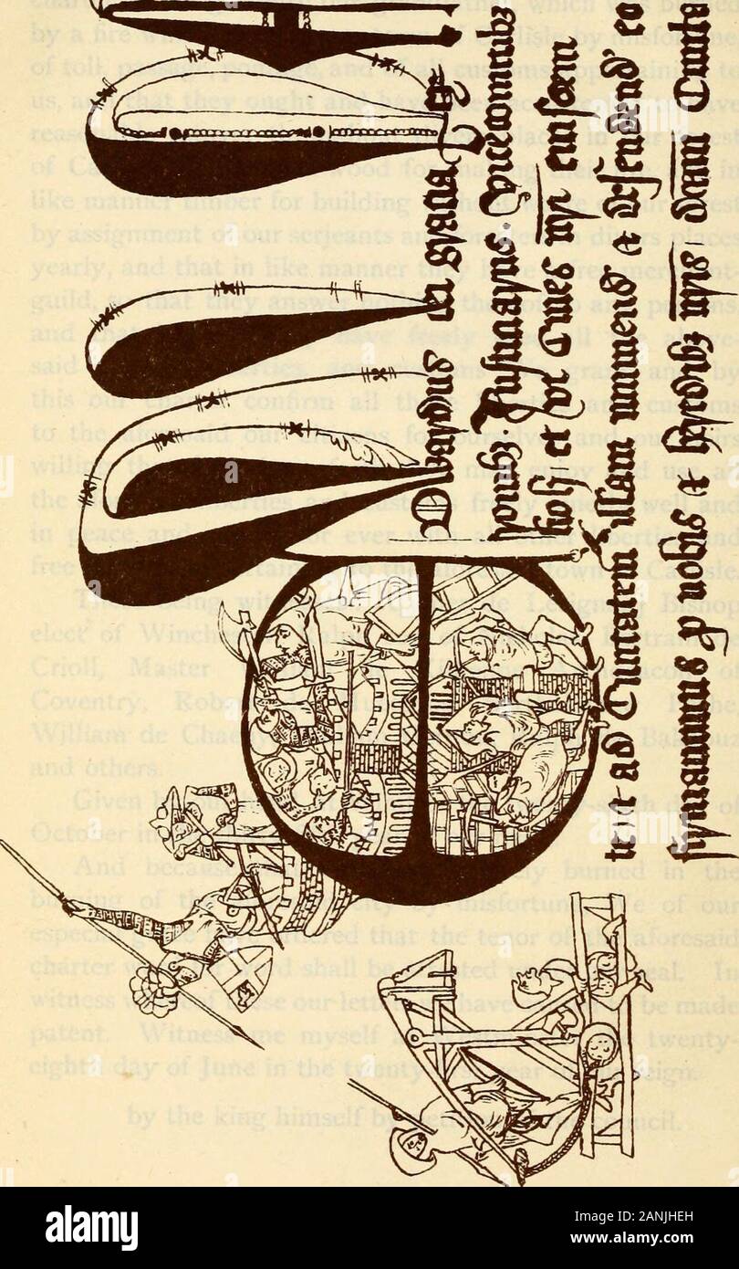 Publications . profiter et utiliser toutesles libertés susmentionnées et des douanes bien tranquillement librement et dans la paix et la filiale pour jamais avec toutes les autres libertés andfree coutumes propres à ladite ville de Carlisle. Ces témoins sont : A[ymer de Lesignan] Bishopelect de Winchester, fils de Nicolas, Ralph Bertram, deCrioll Kilkenne de Maître William Archdeacon, ofCoventry Mucegros Bartholomew, Robert de peche,William de Chaeny, William Gernun, Ralph de Bakepuzand d'autres. Donné par notre main à Windsor le vingt-sixième jour ofOctober dans la trente-cinquième année de Notre règne. Et parce que cette charte était Banque D'Images