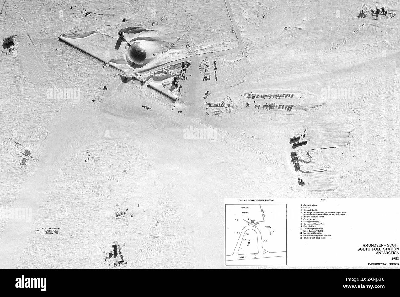L'antarctique Scott Amundsen centre de recherche vue aérienne 1983 Banque D'Images