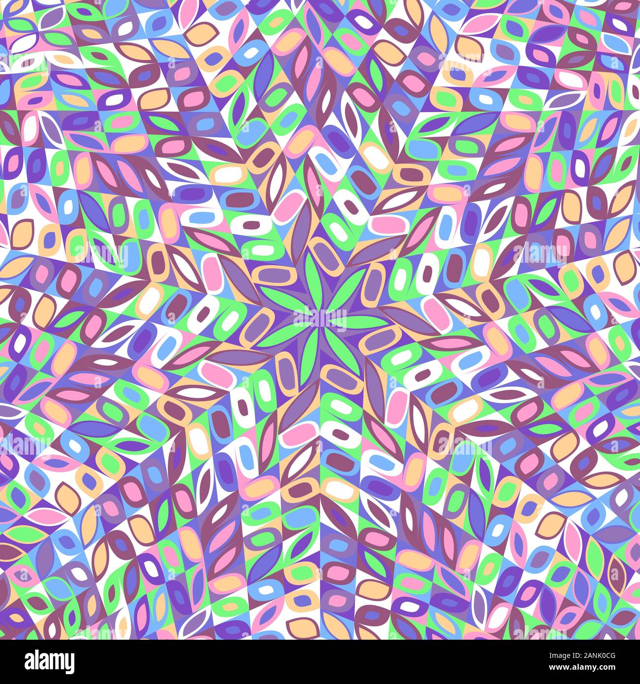 Fleurs fond mosaïque mosaïque circulaire design - abstract colorful psychédélique graphique vectoriel hypnotique de formes géométriques Illustration de Vecteur