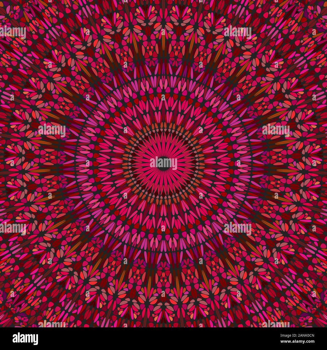 Fleurs fond dynamique oriental ornement floral coloré design - psychédélique hypnotique abstract vector graphic circulaire avec des formes courbes Illustration de Vecteur