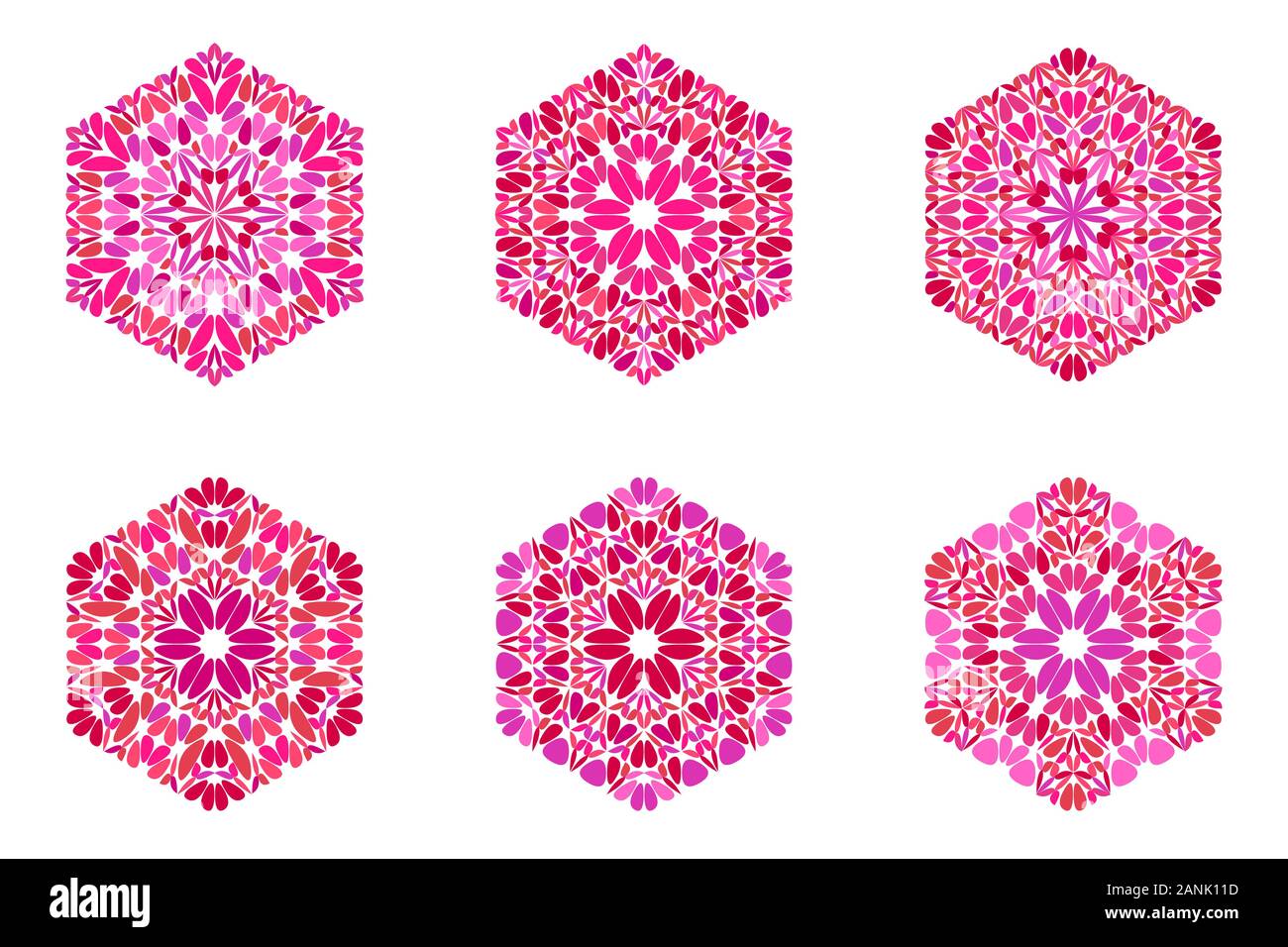 Pétale isolé ornés de forme hexagonale set - géométrique géométrique abstrait coloré illustrations vectorielles Illustration de Vecteur