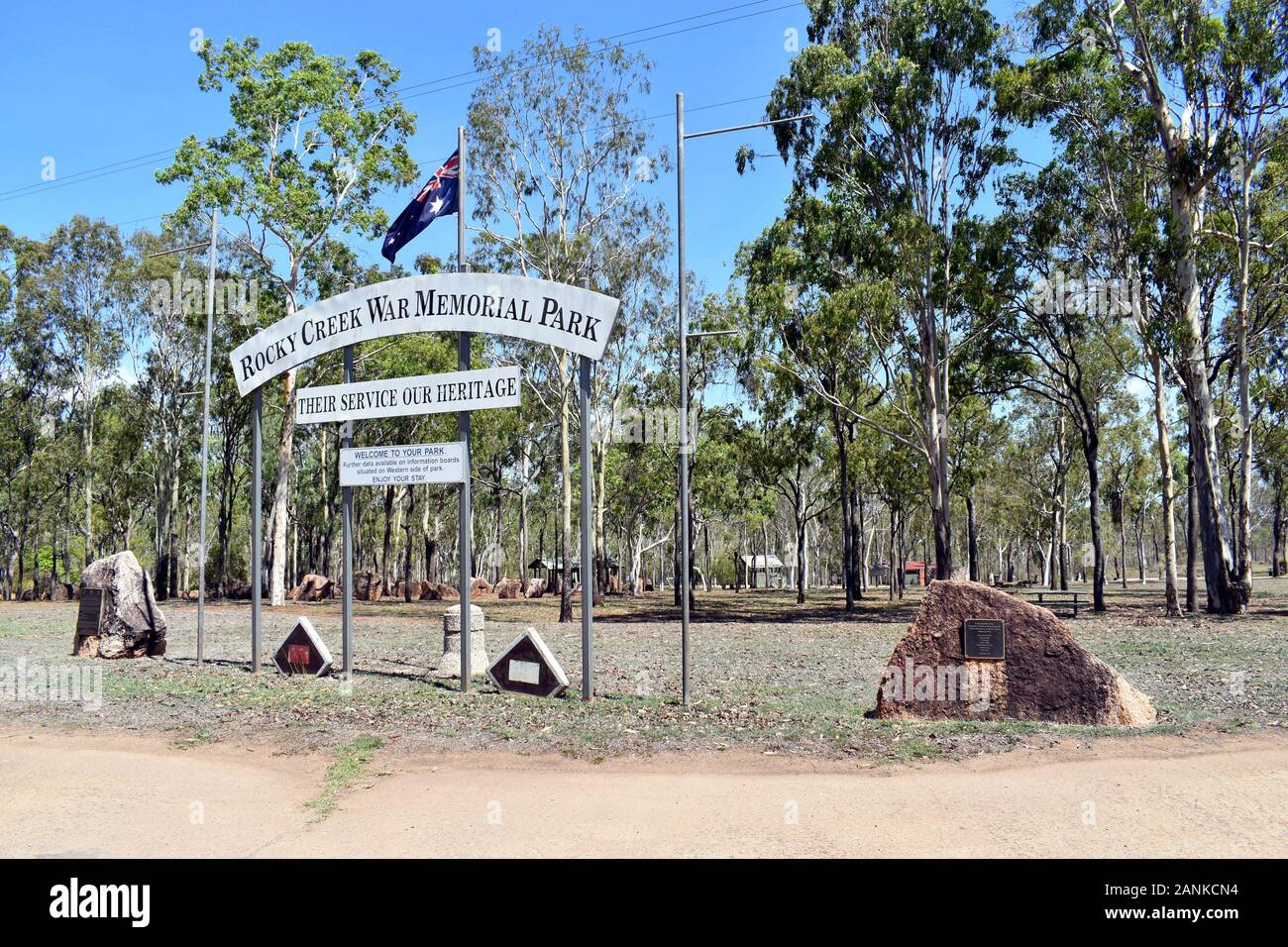 L'entrée au parc commémoratif de guerre de Rocky Creek dans l'arrière-pays de l'Australie Banque D'Images