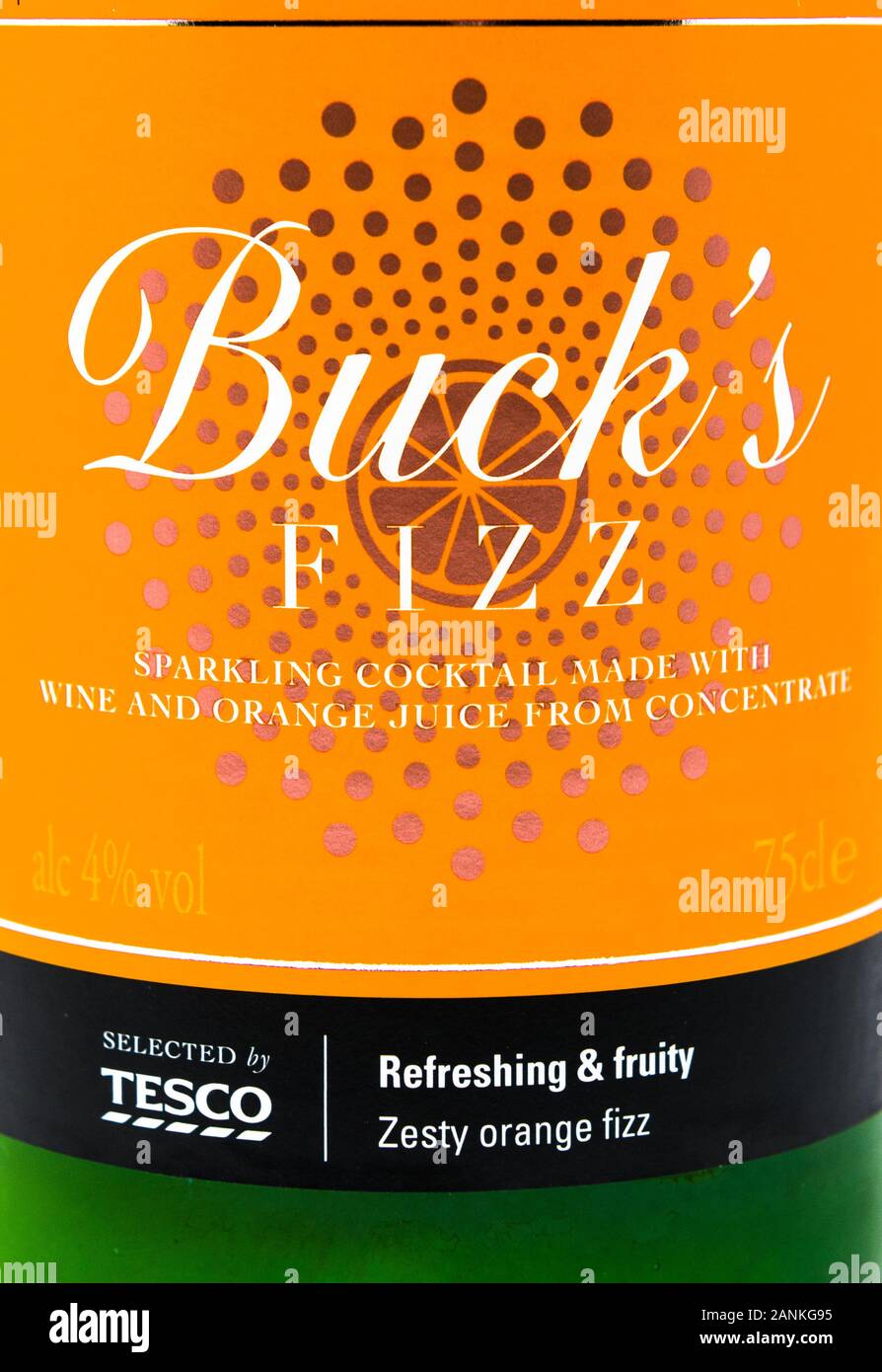 Bouteille de 75 millilitres de Fizz de Tesco Buck. Banque D'Images