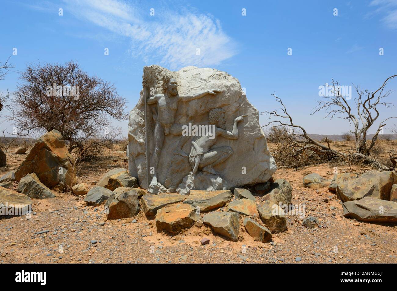 Sculptures en pierre représentant des aborigènes australiens, Ikara-Flinders, Parc National de l'Australie du Sud, Australie Banque D'Images