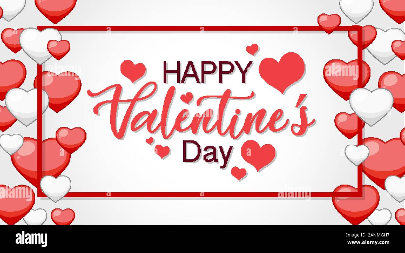 Thème St Valentin avec coeurs rouge et blanc illustration Illustration de Vecteur