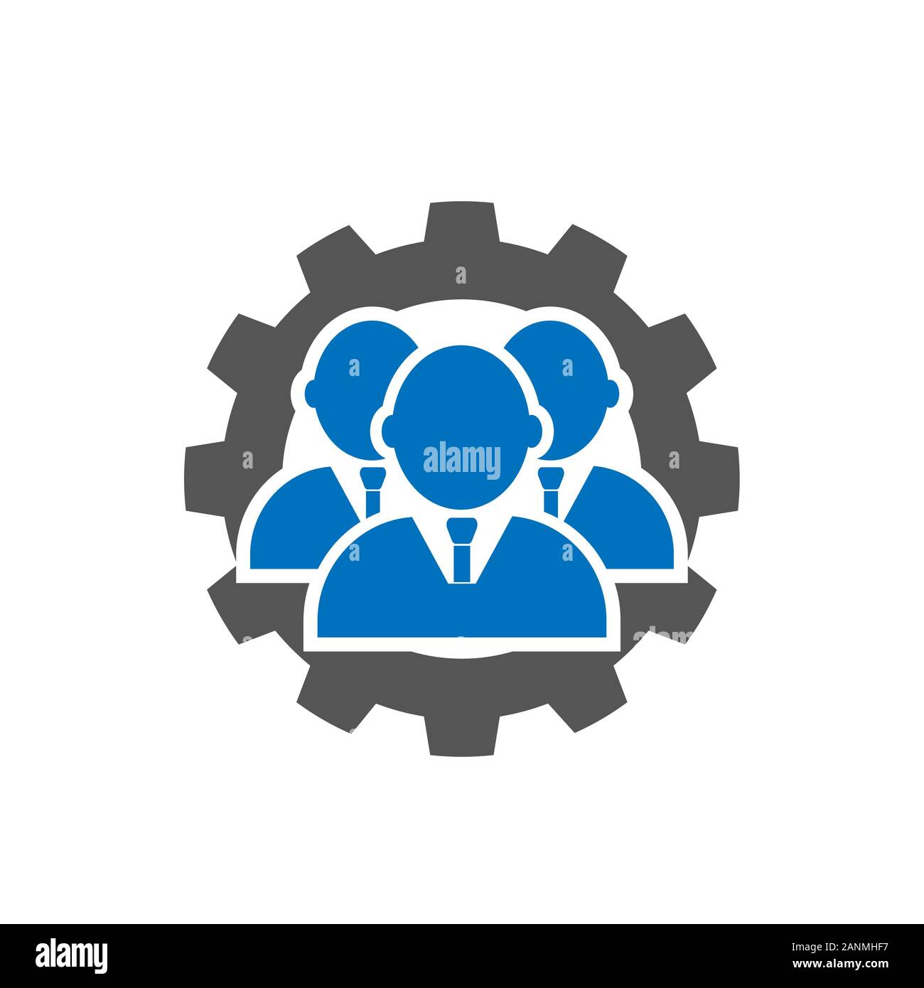 L'icône de style de leadership à plat. Équipe et symbole d'engrenage isolé sur blanc. Concept d'équipe. Groupe de personnes vecteur icône. Résumé d'équipe simple icône dans Illustration de Vecteur