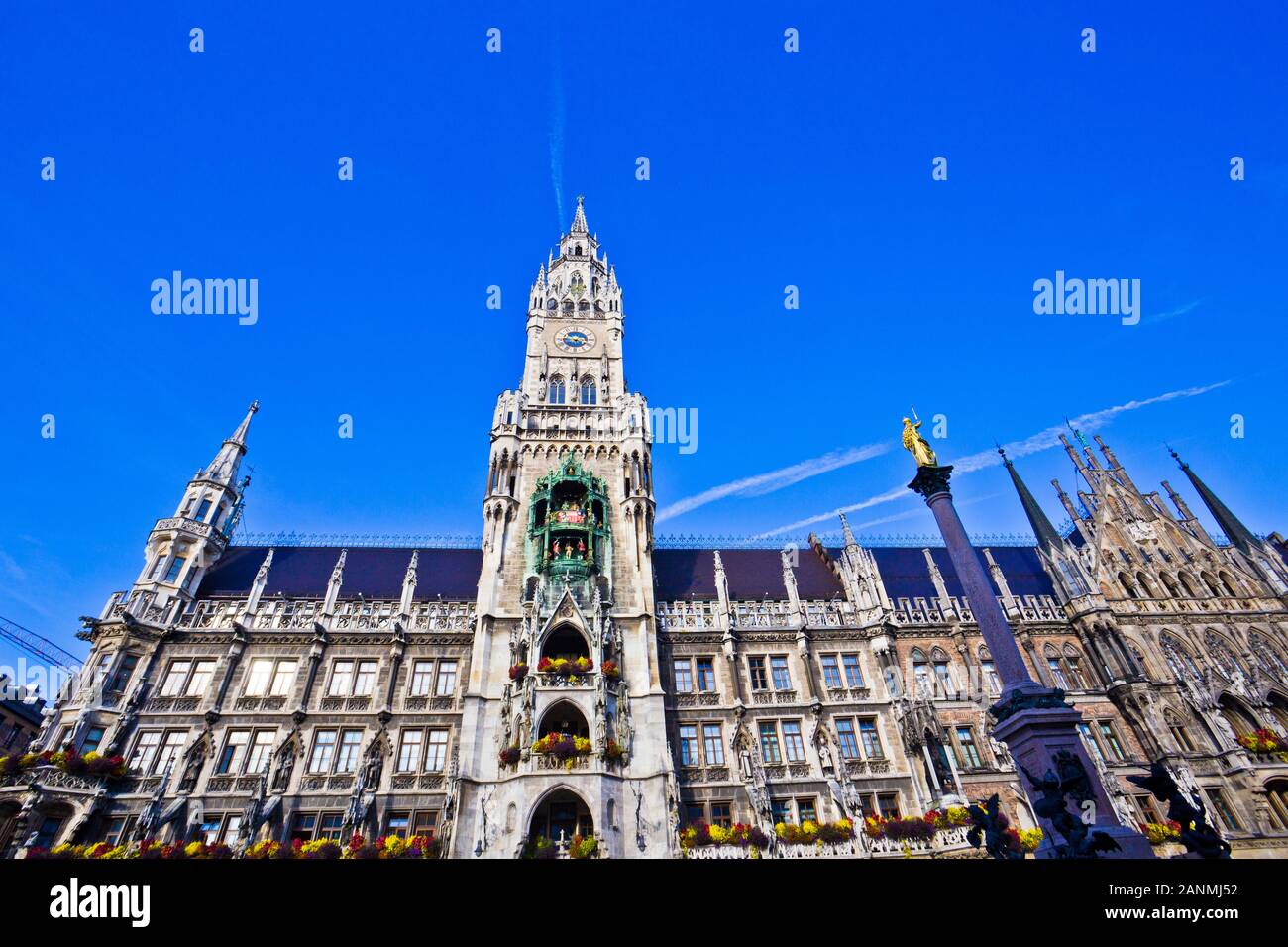 Marienplatz et hôtel de ville de Munich à Munich, Allemagne. Banque D'Images