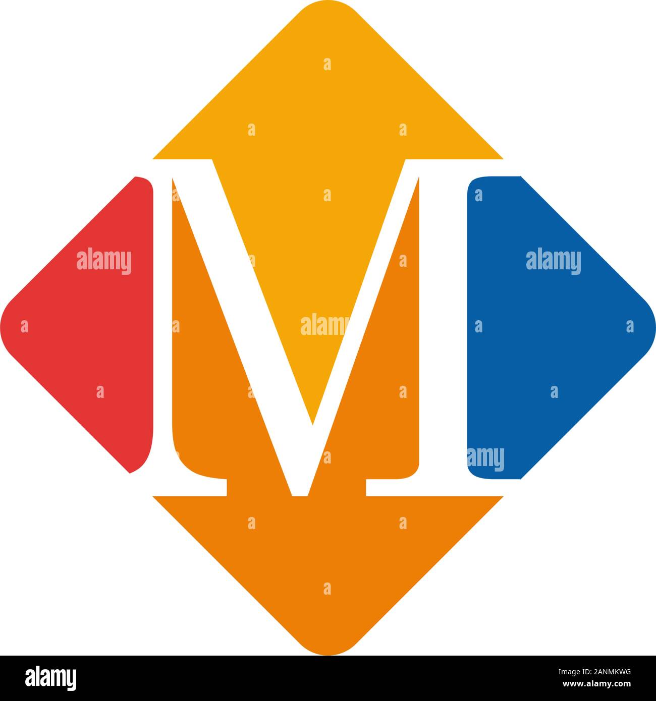 Vector signe de couleur lettre initiale M Illustration de Vecteur