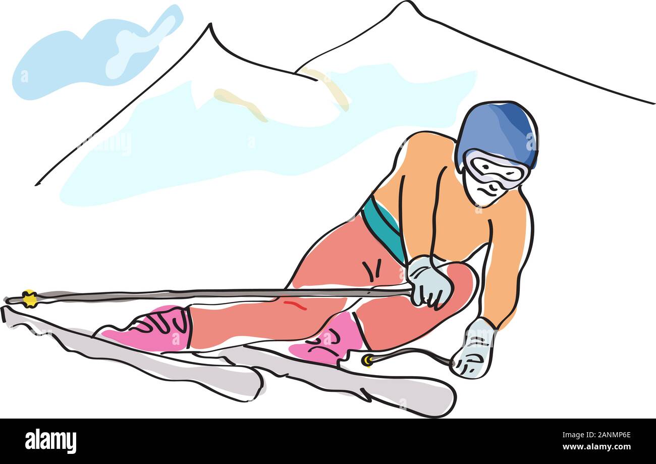 Dessin vectoriel skieur abstrait Illustration de Vecteur