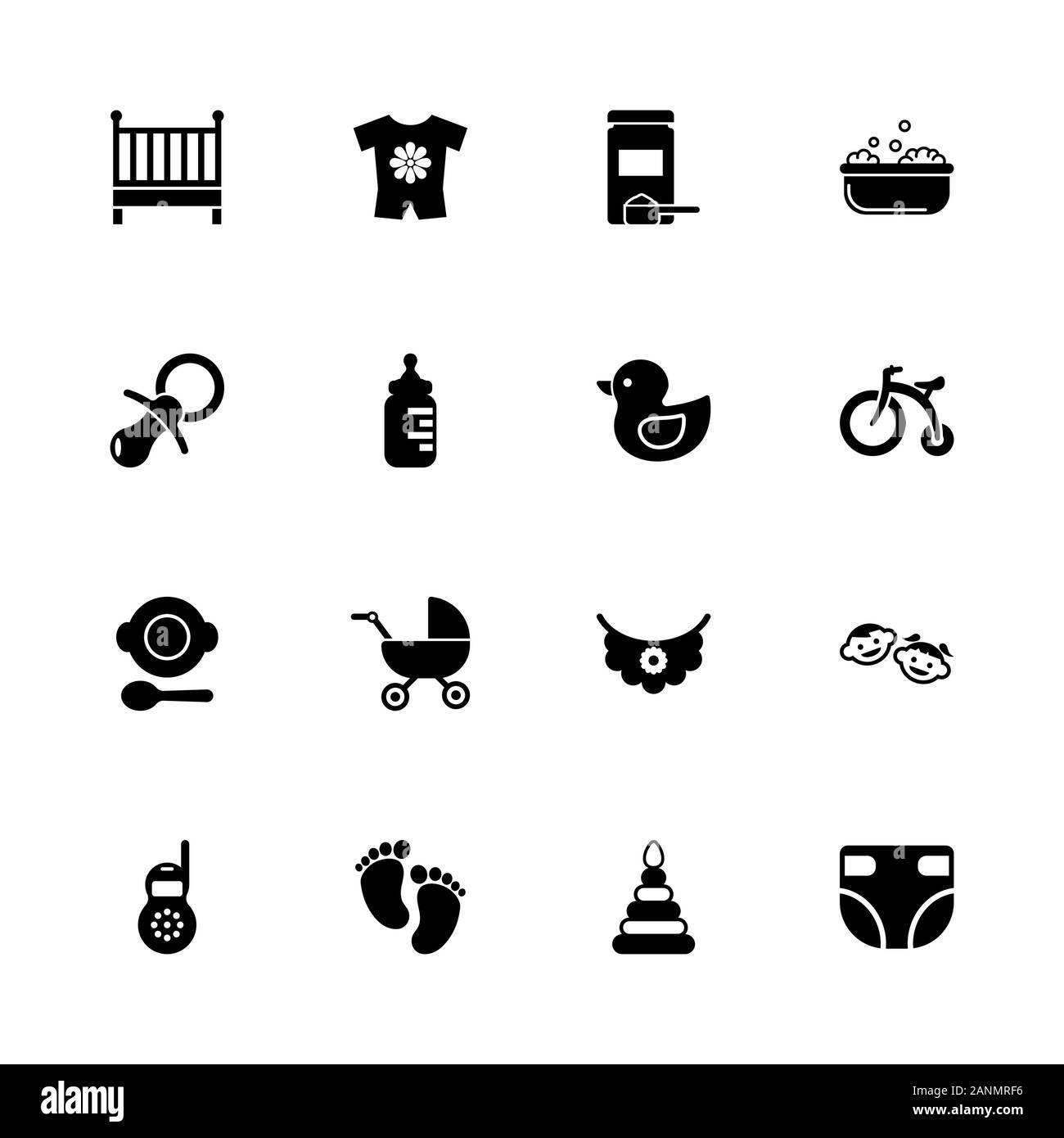 Icônes de bébé - Étendre à n'importe quelle taille - Changement à n'importe quelle couleur. Télévision Vector Icons - Illustration noir sur fond blanc. Illustration de Vecteur