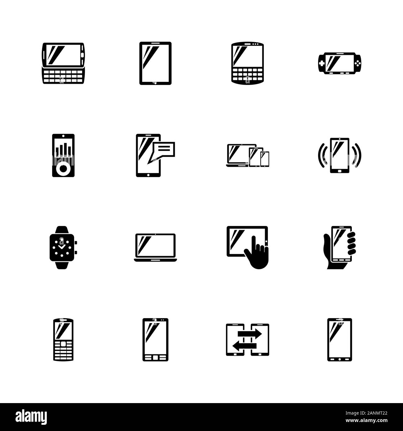 Les icônes des périphériques mobiles - Étendre à n'importe quelle taille - Changement à n'importe quelle couleur. Télévision Vector Icons - Illustration noir sur fond blanc. Illustration de Vecteur