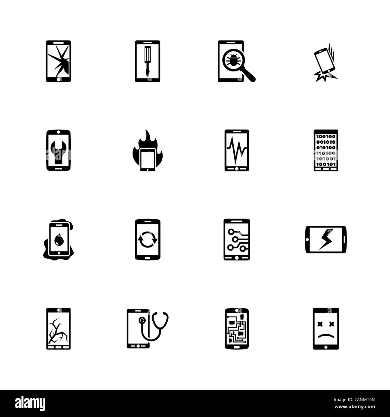 Réparation Smartphone icons - Étendre à n'importe quelle taille - Changement à n'importe quelle couleur. Télévision Vector Icons - Illustration noir sur fond blanc. Illustration de Vecteur