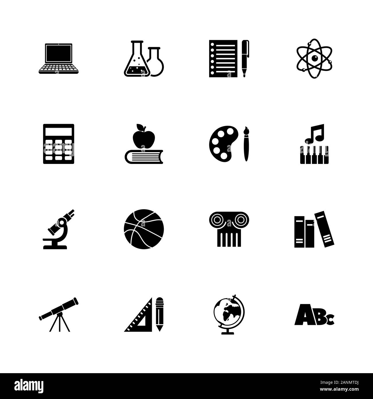 La matière scolaire icons - Étendre à n'importe quelle taille - Changement à n'importe quelle couleur. Télévision Vector Icons - Illustration noir sur fond blanc. Illustration de Vecteur