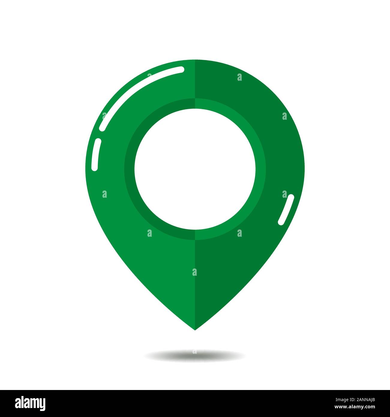 Pointeur de carte verte - vector illustration. Pointeur de carte icône sur fond blanc. Illustration de la navigation verte marqueur à l'ombre. Illustration de Vecteur