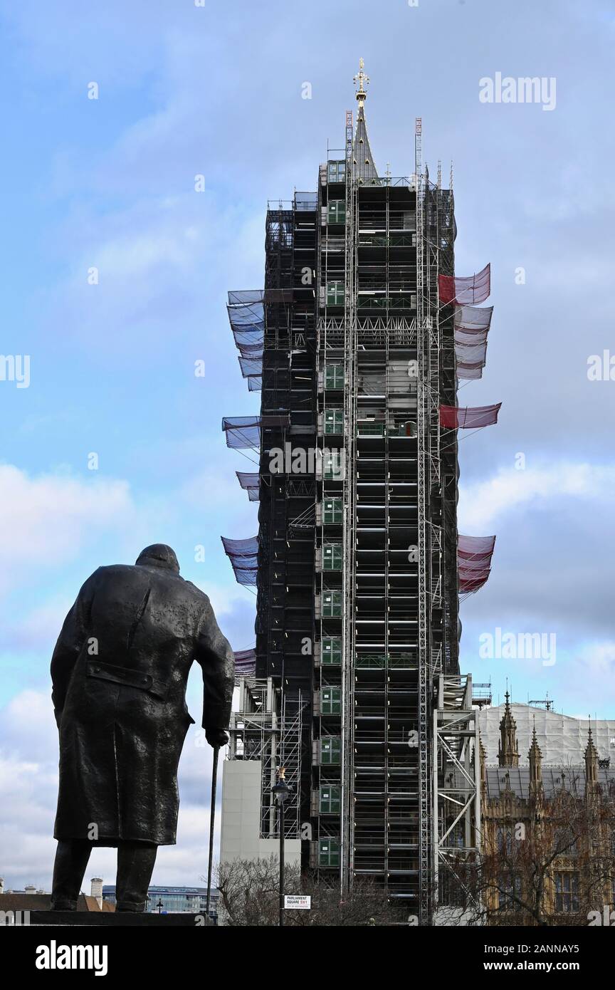 Big Ben Bong pour Brexit. Boris Johnson a renoncé à faire de Big Ben Bong pour Brexit, blâmer le Parlement pour bloquer son offre pour célébrer le départ du Royaume-Uni de l'UE. Big Ben, Houses of Parliament, Westminster, Londres. UK Banque D'Images