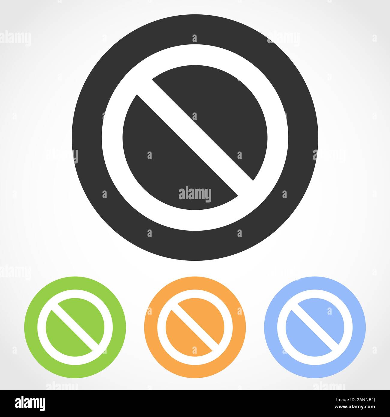 Signe d'interdiction sur le bouton rond. Vector illustration. Ensemble d'icônes de la télévision de la prohibition en quatre couleurs Illustration de Vecteur