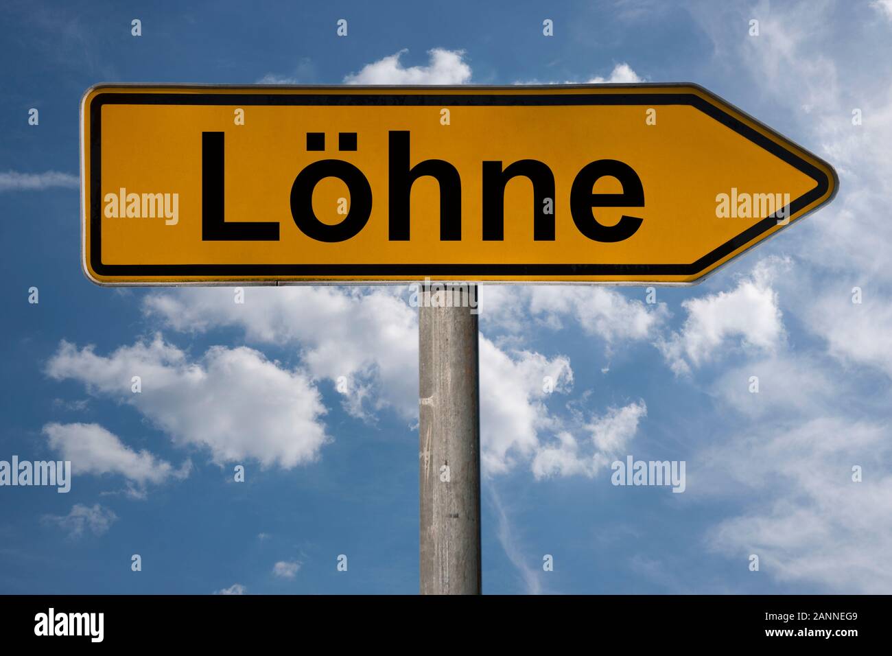 Photo détail d'un panneau avec l'inscription Löhne, Nordrhein-Westfalen, Germany, Europe Banque D'Images