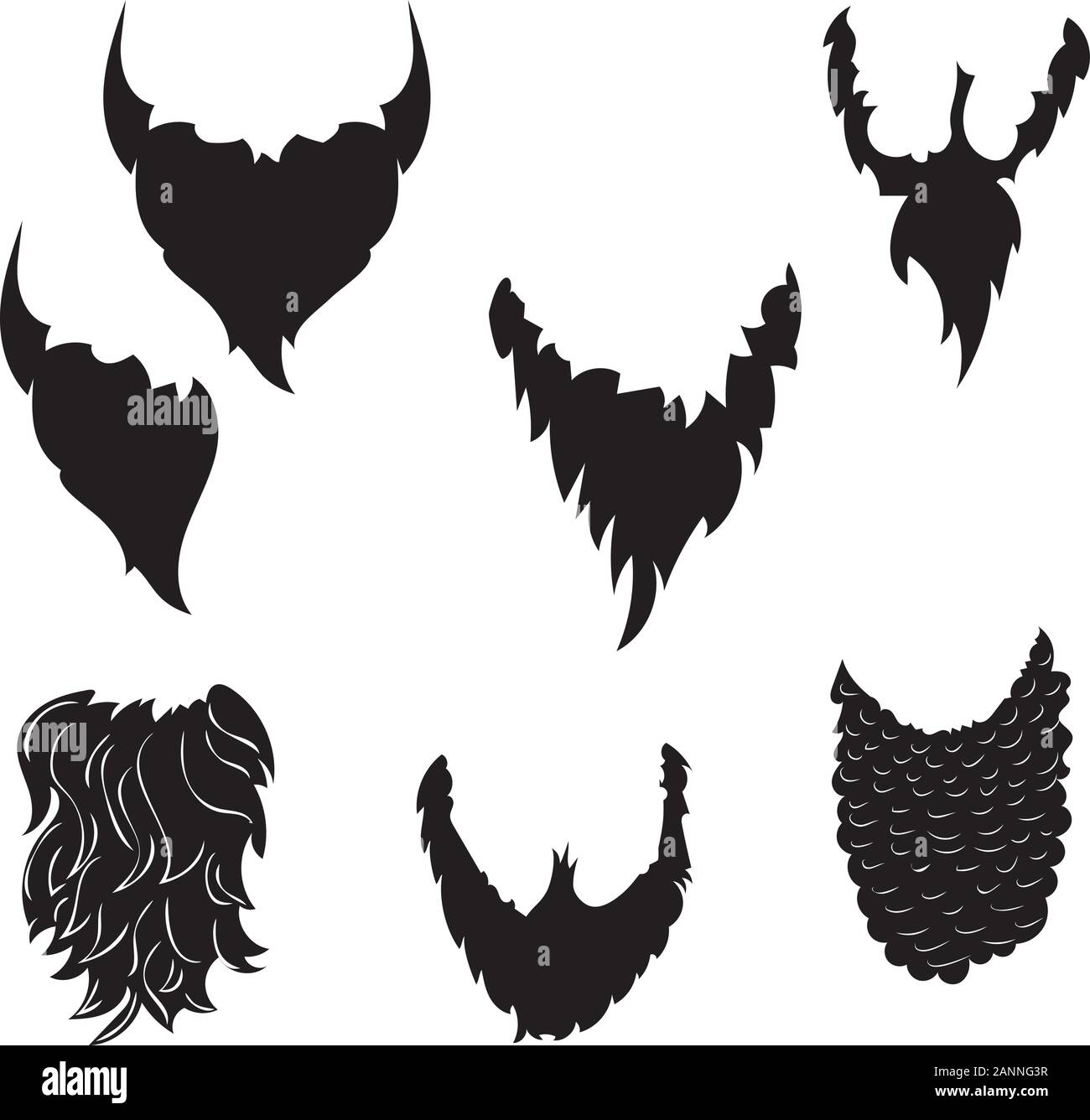 Collection de Barbe noire silhouettes dans différentes formes, party props. Illustration de Vecteur