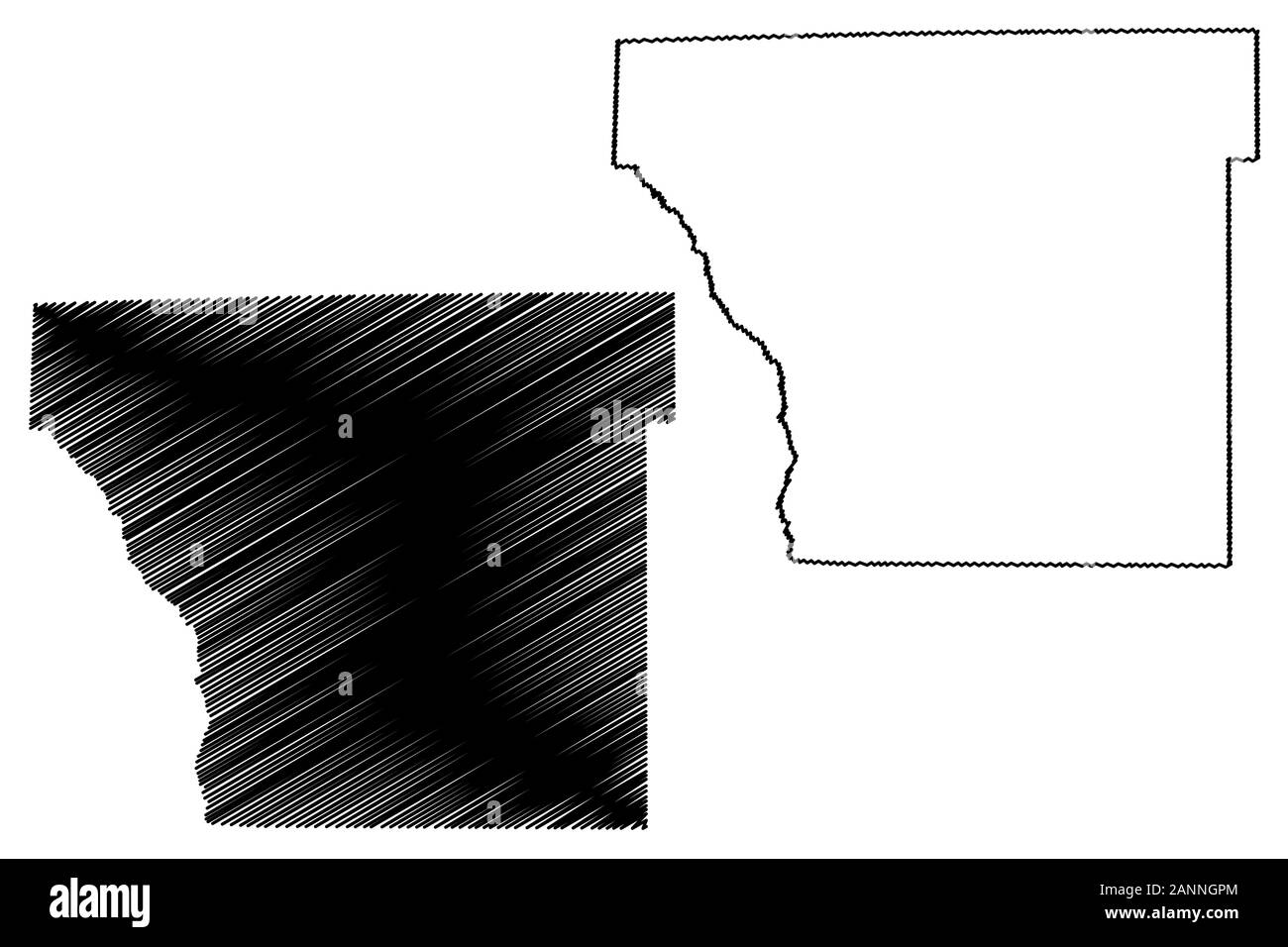 Cleveland Comté (Arkansas (États-Unis County, États-Unis d'Amérique,USA, États-Unis, US) map vector illustration, scribble sketch carte Dorsey Illustration de Vecteur