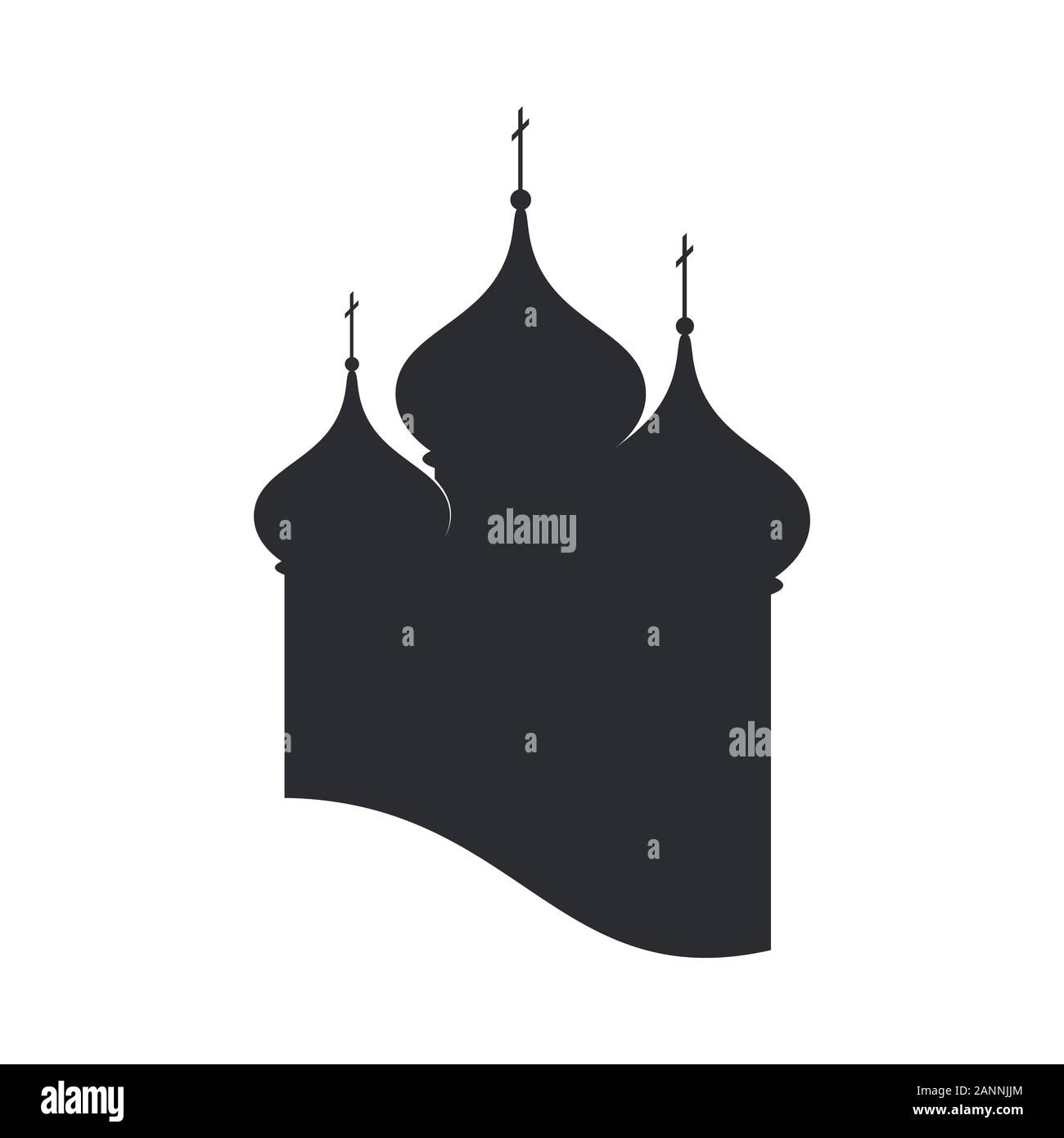Église orthodoxe des dômes. Silhouette du temple chrétien Illustration de Vecteur