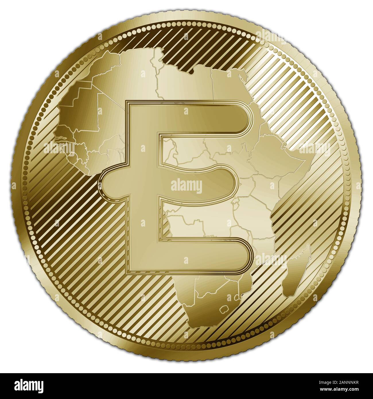 Nouvelle Afrique ECO jeton, nouvelle monnaie commune des pays d'Afrique de l'Ouest, version gold Banque D'Images