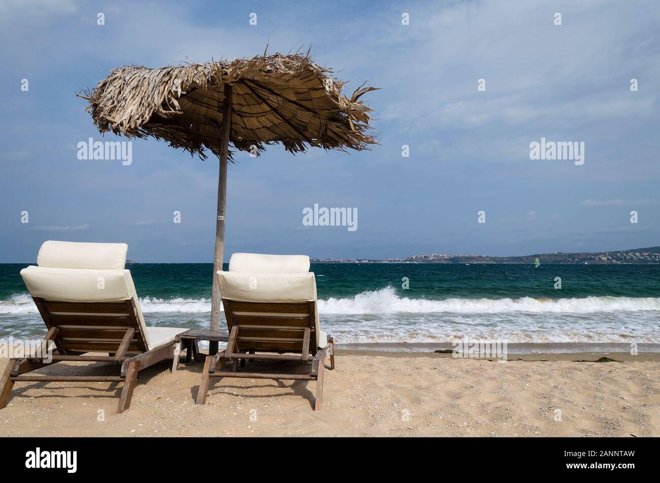 Station balnéaire bulgare paysages, belle plage près de Sozopol-camping Gradina Banque D'Images