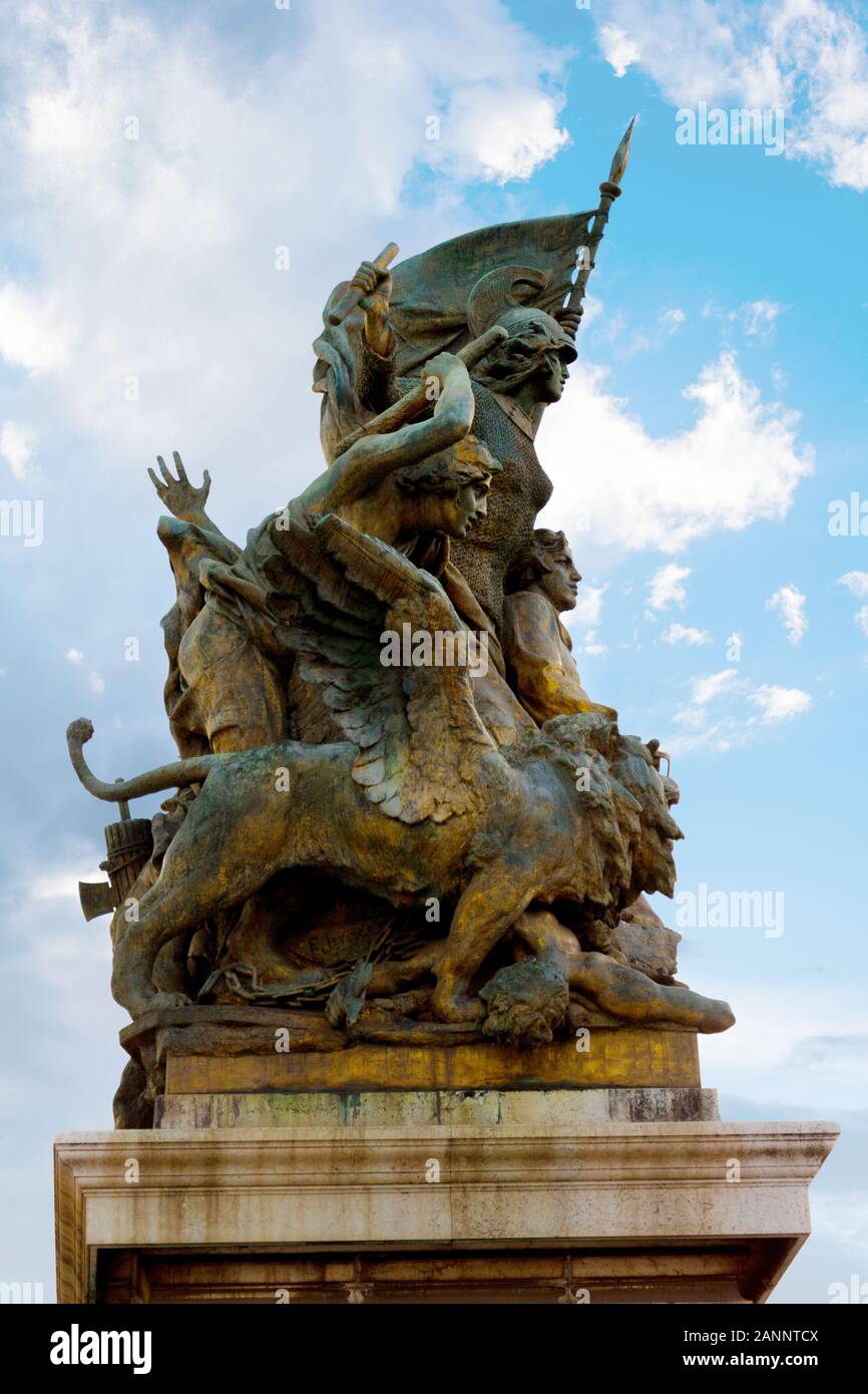 Rome, Italie - Oct 02, 2018 : sculpture ornant l'Altare della Patria à Rome Banque D'Images