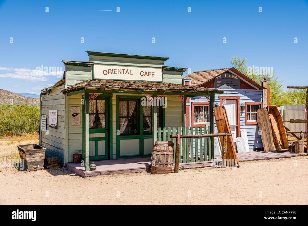 Pioneer Living History Museum : Café Oriental et l'Undertaker Banque D'Images