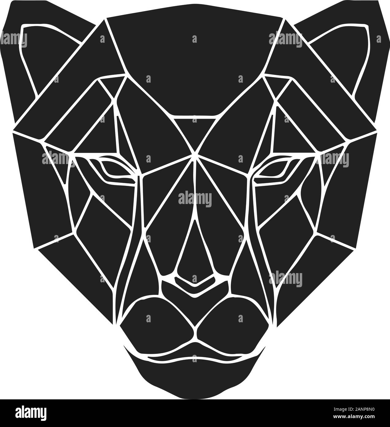 Le chef de l'géométrique noir guépard ou panthère. Abstract animal polygonale de l'Afrique. Vector illustration. Illustration de Vecteur